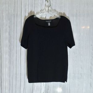 AlT Black Fitted Blouse with Round Neckline
